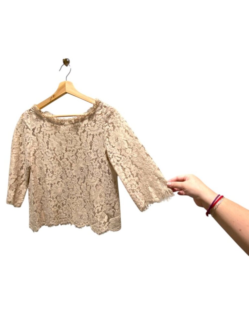 Joie Allover Lace Blouse Beige Size S Romantic Coquette Spring Neutral Bohemian - Picture 9 of 13
